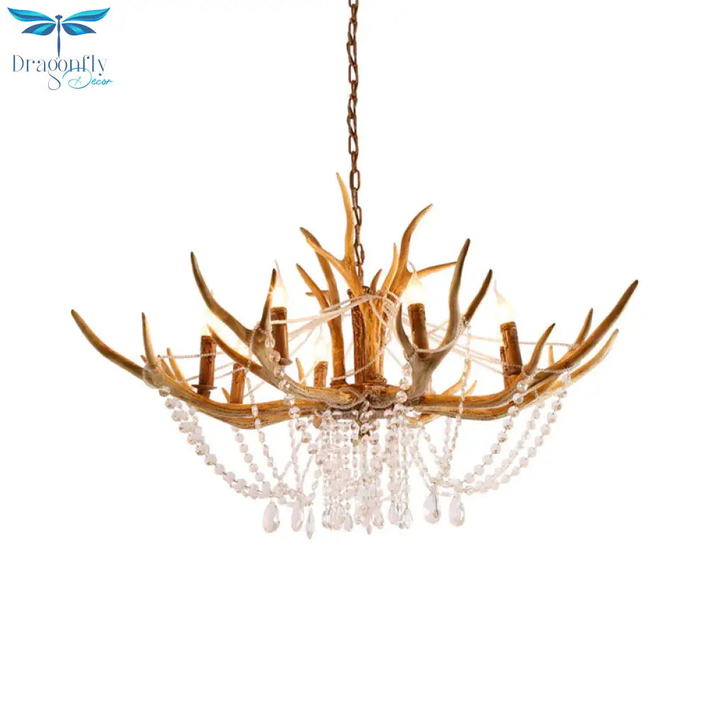 Resin Candle Chandelier Lamp Rustic 8 - Head Kitchen Island Pendant Ceiling Light With Cascading