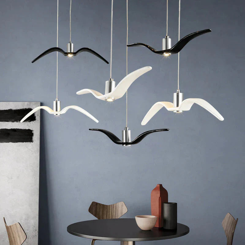 Resin Night Birds Silhouette Sky Freedom Seagull Pendant Light