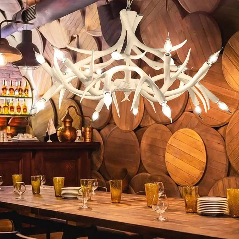 Resin Sputnik Chandelier Lamp Contemporary 22 - Head Dining Room Pendant Ceiling Light In White