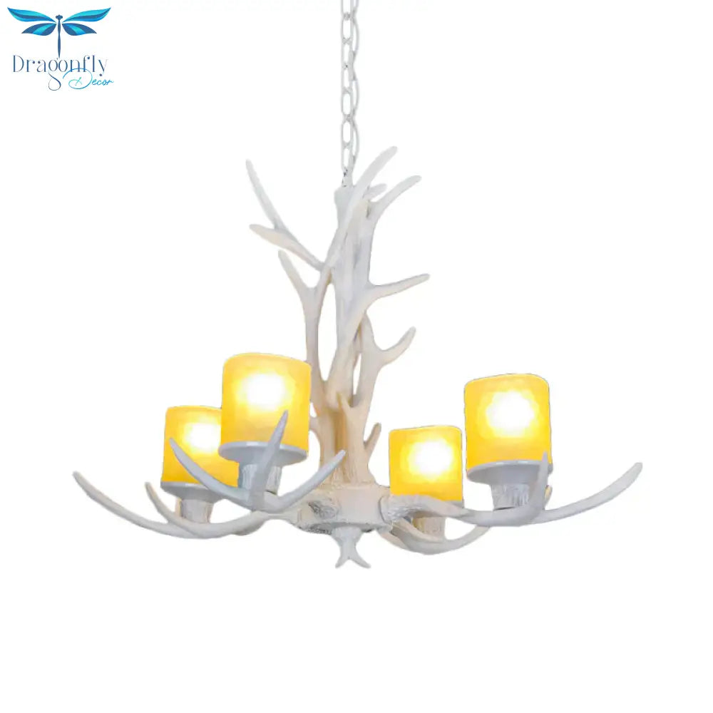 Resin Starburst Chandelier Lamp Cottage 4/6/8 Bulbs Bedroom Hanging Light Kit In White