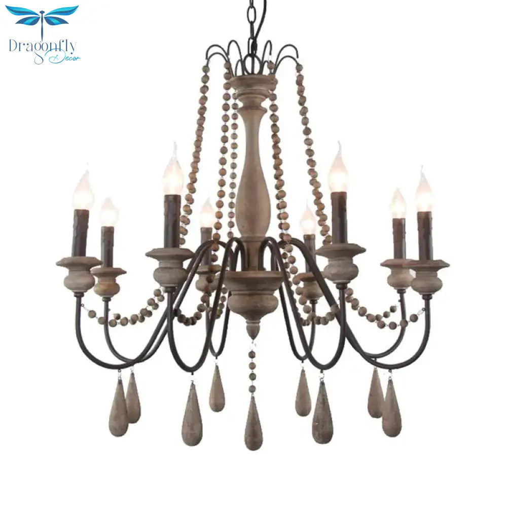 Retro 6/8/12 Heads Chandelier Lamp Grey Branch Ceiling Pendant Light With Metal Arm For Living Room