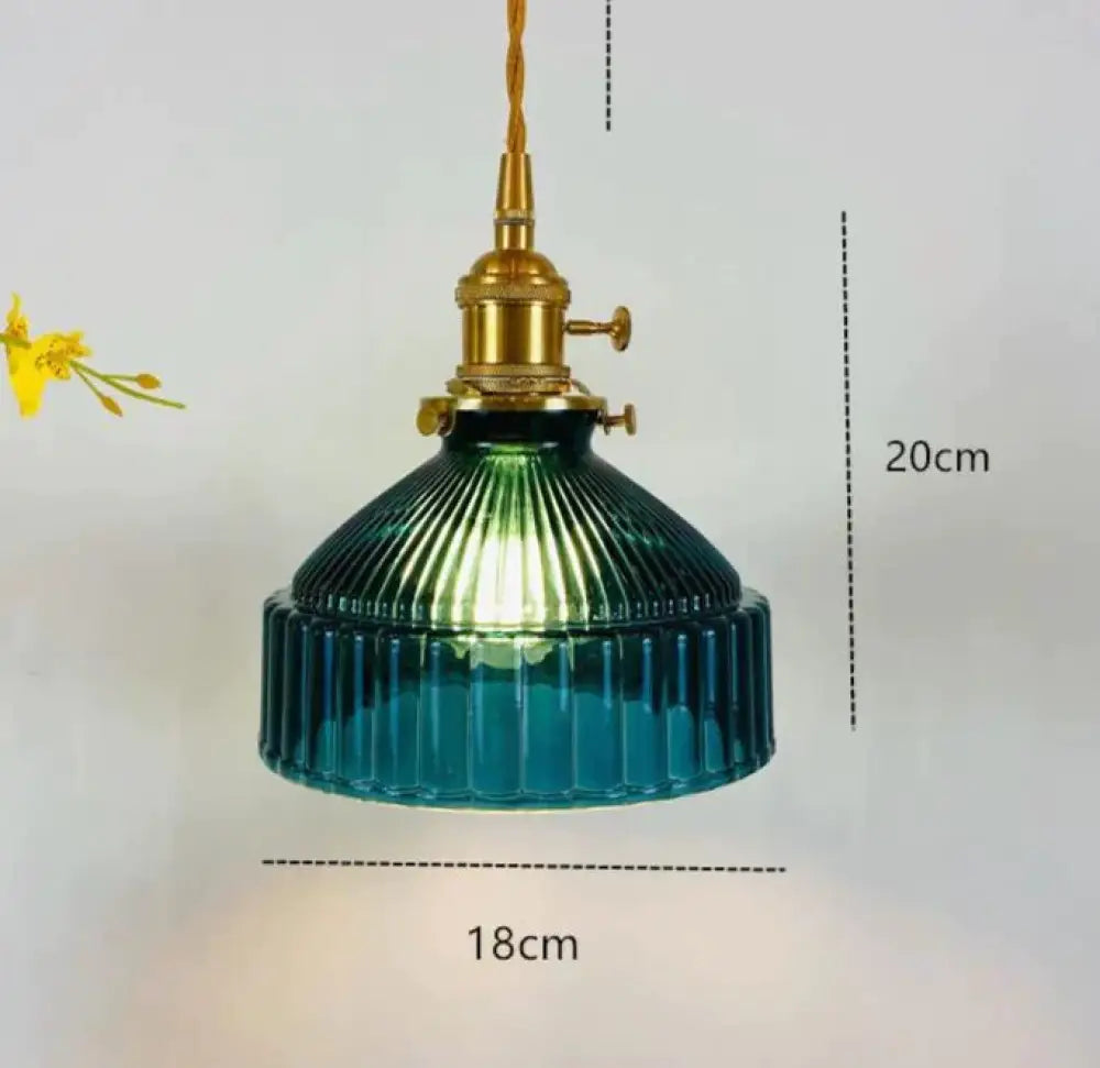 Retro Brass Glass Chandelier Creative Personality Light In The Bedroom Green / No Bulb Pendant