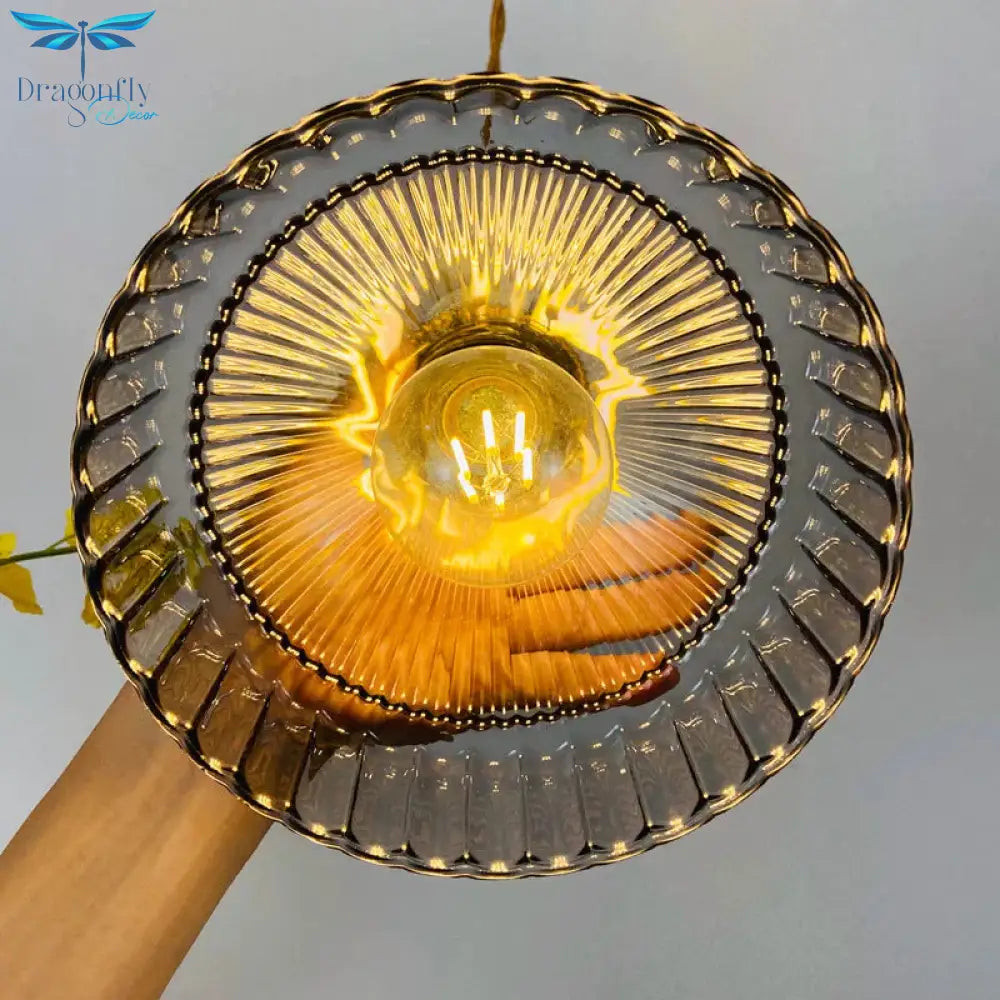 Retro Brass Glass Chandelier Creative Personality Light In The Bedroom Pendant
