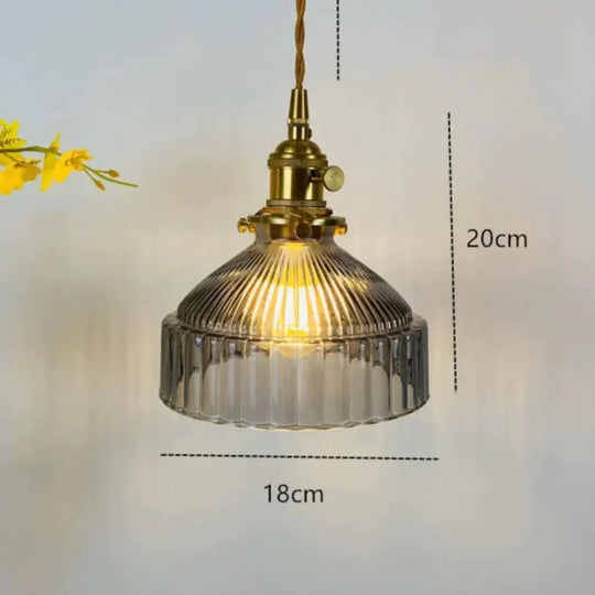 Retro Brass Glass Chandelier Creative Personality Light In The Bedroom Smoke Grey / No Bulb Pendant