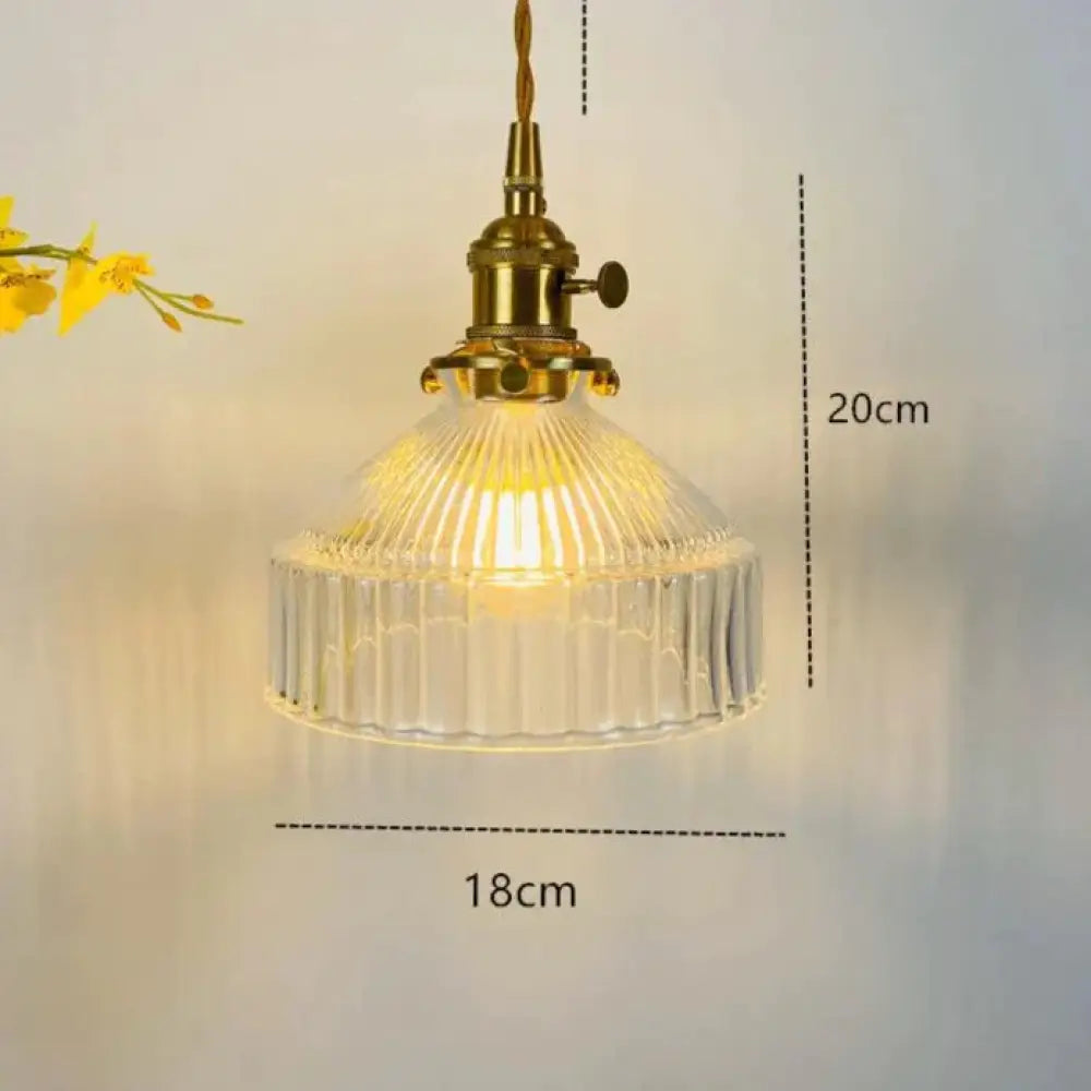 Retro Brass Glass Chandelier Creative Personality Light In The Bedroom Transparent / No Bulb Pendant