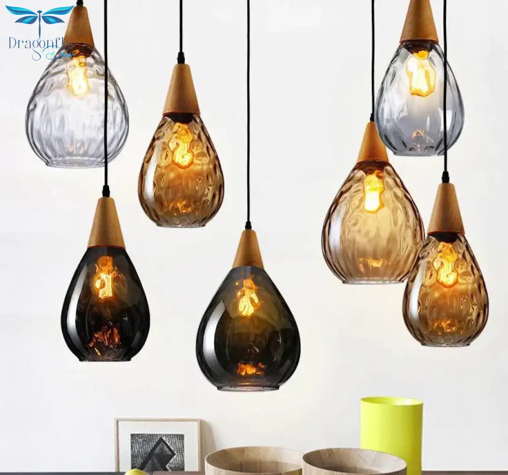 Retro Led Glass Pendant Lights Lamparas De Techo Colgante For Loft Bedroom Living Room Industrial