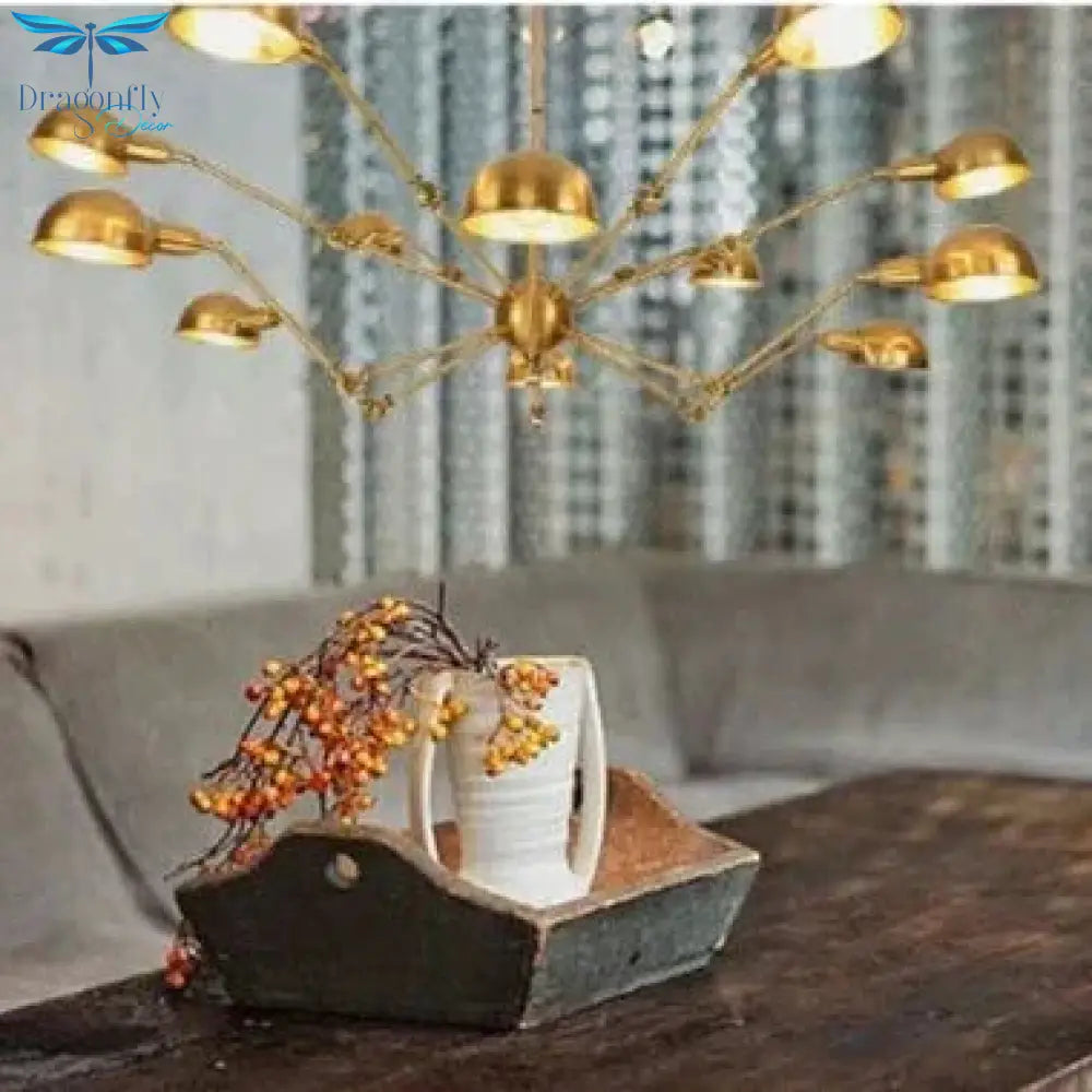 Retro Loft Spider Pendant Light Led E27 Industrial Novelty Golden Hanging Lamp For Living Room