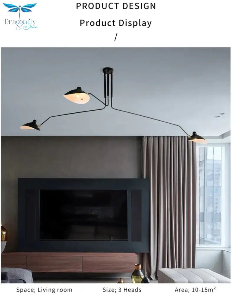 Retro Serge Mouille Pendant Lights Nordic Industrial Simple Led Spider Adjustable Lamp Living