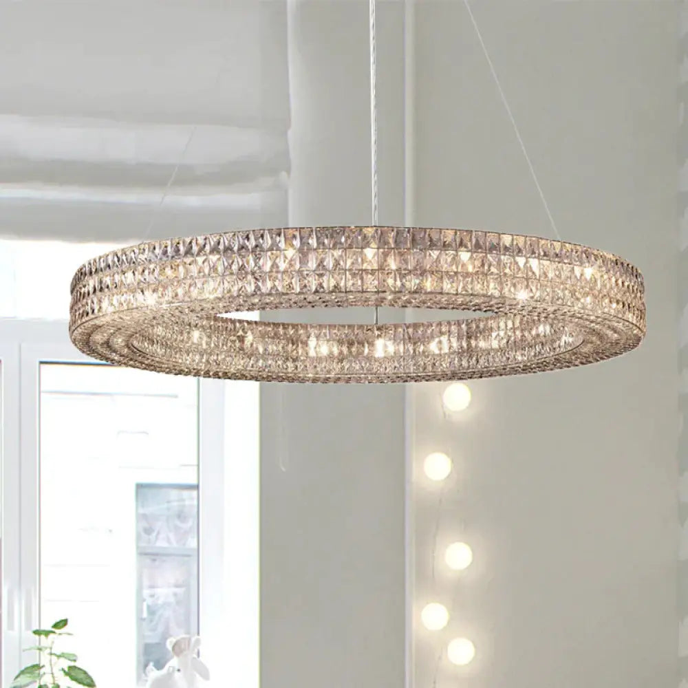 Ring Clear K9 Crystal Ceiling Pendant Light Simple 8/9 Heads Living Room Chandelier 6 /