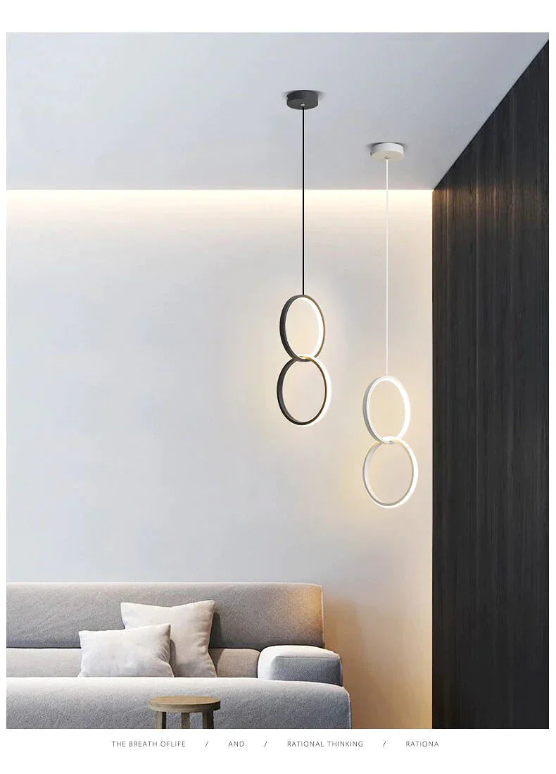 Ring Pendant Light Minimalist /Creative /Personality Bedroom Bedside Led Lights Long Line Hanging