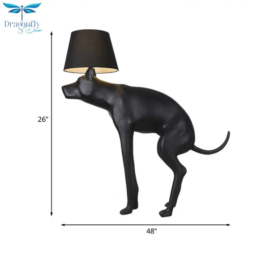 Romane - Country Style Resin Dog Nightstand Lamp Black Cone Fabric Shade
