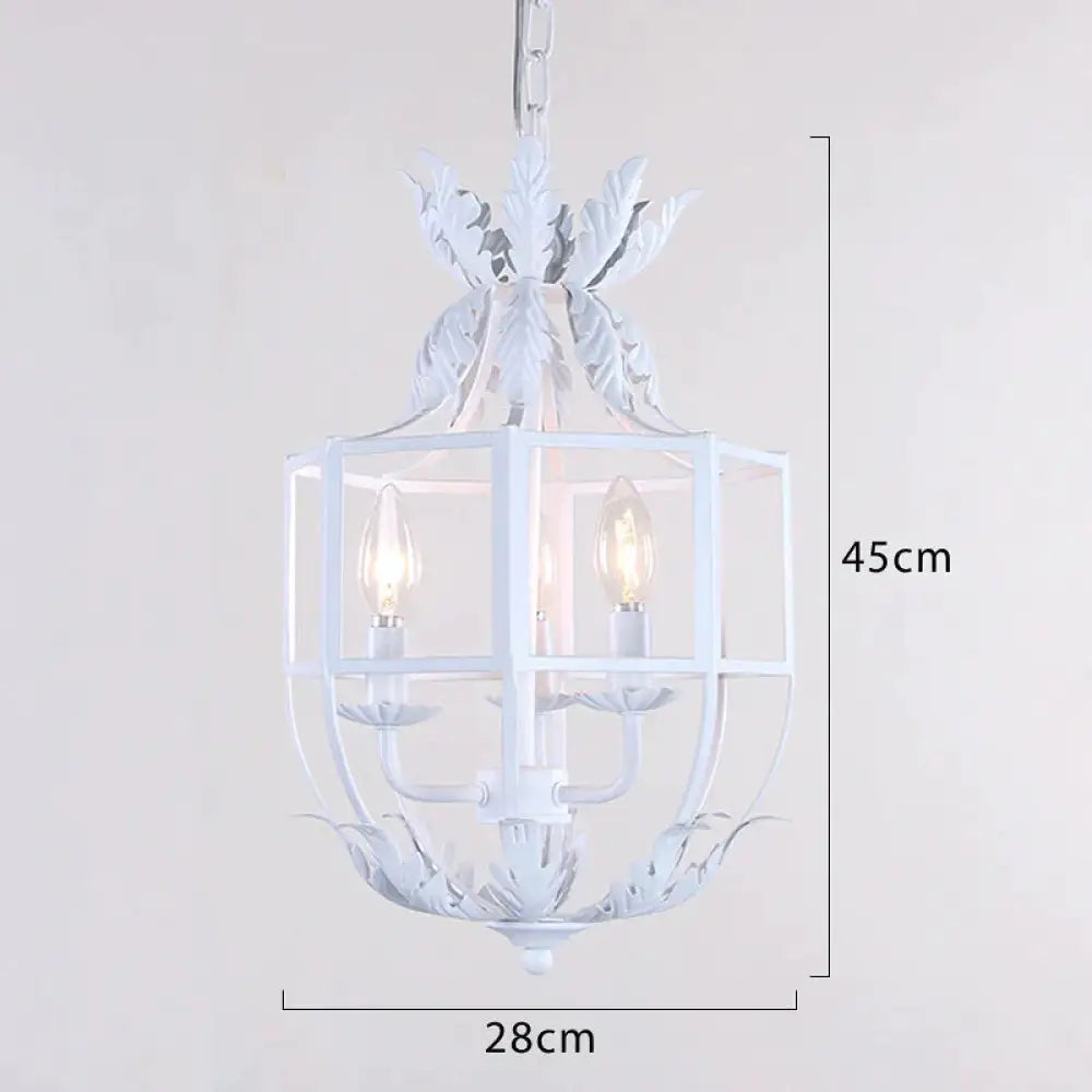 Rural Retro Old Iron Chandelier Living Room Dining Corridor Porch Pure White / 3 Heads Pendant
