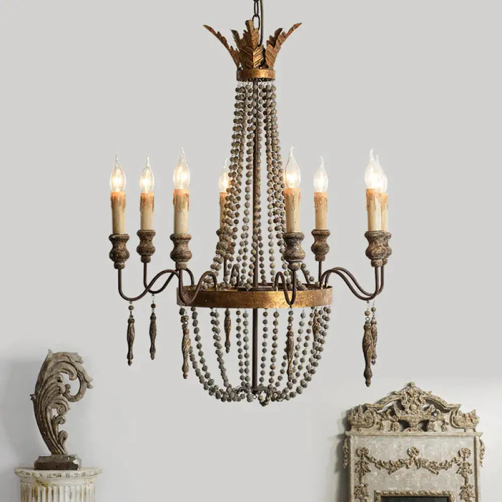 Rust Spur Empire Chandelier Traditional Metal 8/10 Bulbs Pendant Light Fixture For Living Room 8 /