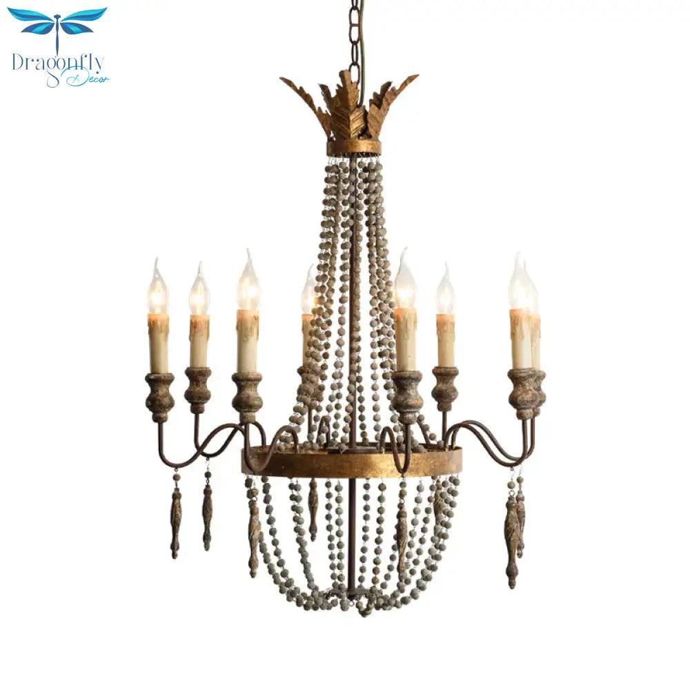 Rust Spur Empire Chandelier Traditional Metal 8/10 Bulbs Pendant Light Fixture For Living Room