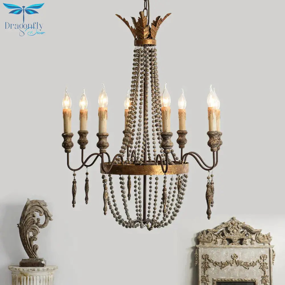 Rust Spur Empire Chandelier Traditional Metal 8/10 Bulbs Pendant Light Fixture For Living Room