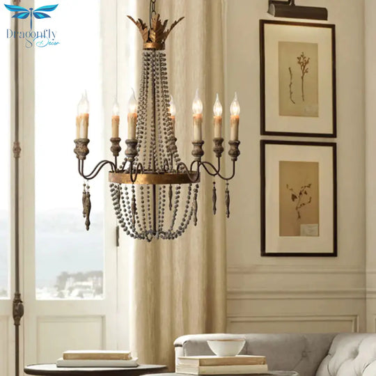 Rust Spur Empire Chandelier Traditional Metal 8/10 Bulbs Pendant Light Fixture For Living Room