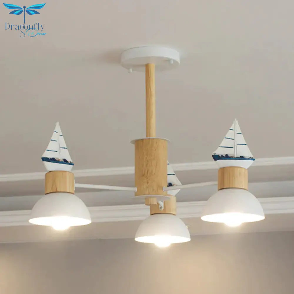 Sailing Boat Living Room Hanging Pendant Lights Wood Art Deco Chandelier