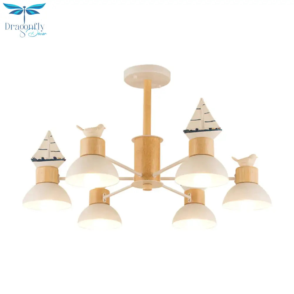 Sailing Boat Living Room Hanging Pendant Lights Wood Art Deco Chandelier