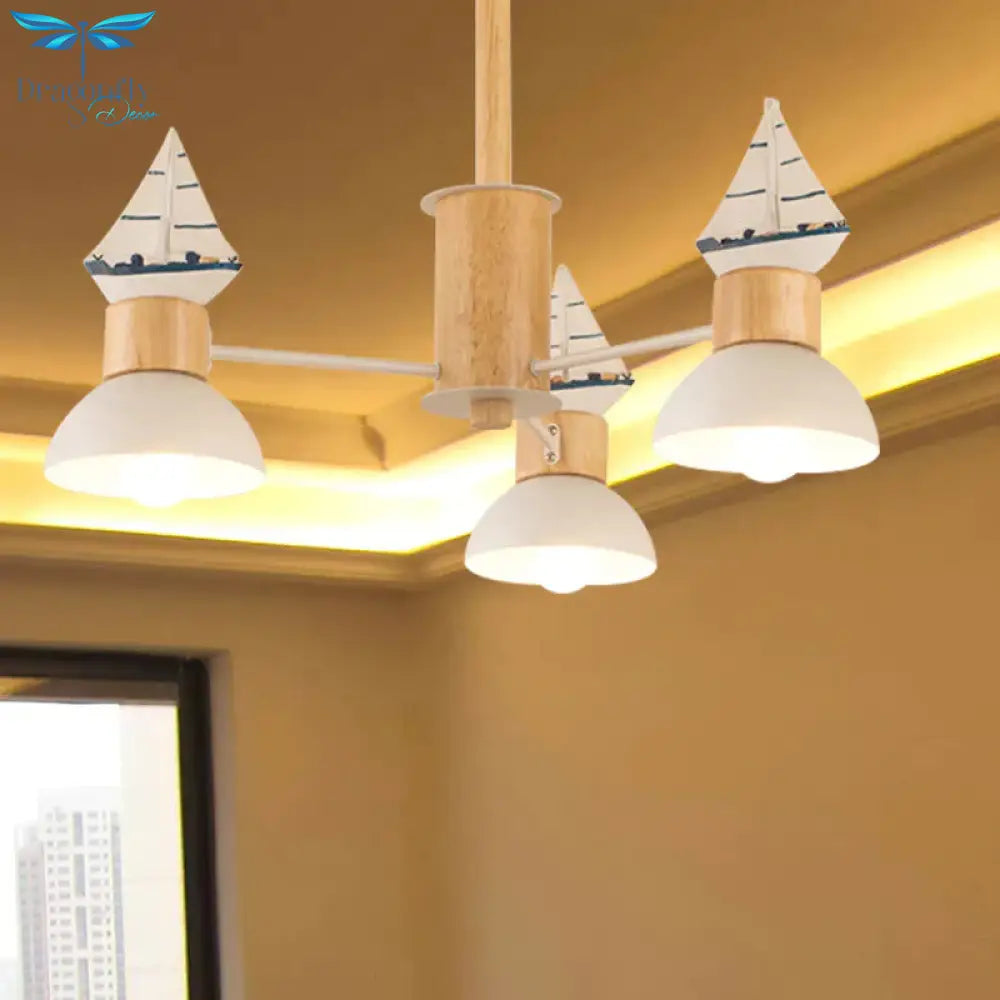Sailing Boat Living Room Hanging Pendant Lights Wood Art Deco Chandelier