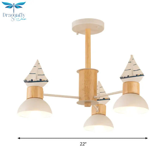 Sailing Boat Living Room Hanging Pendant Lights Wood Art Deco Chandelier