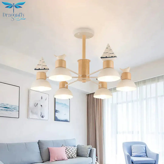 Sailing Boat Living Room Hanging Pendant Lights Wood Art Deco Chandelier