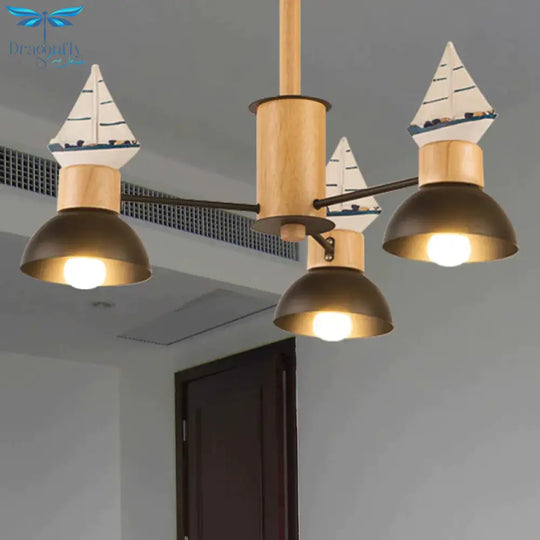 Sailing Boat Living Room Hanging Pendant Lights Wood Art Deco Chandelier
