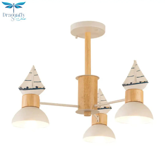 Sailing Boat Living Room Hanging Pendant Lights Wood Art Deco Chandelier