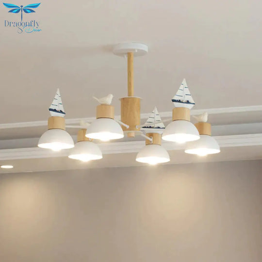 Sailing Boat Living Room Hanging Pendant Lights Wood Art Deco Chandelier