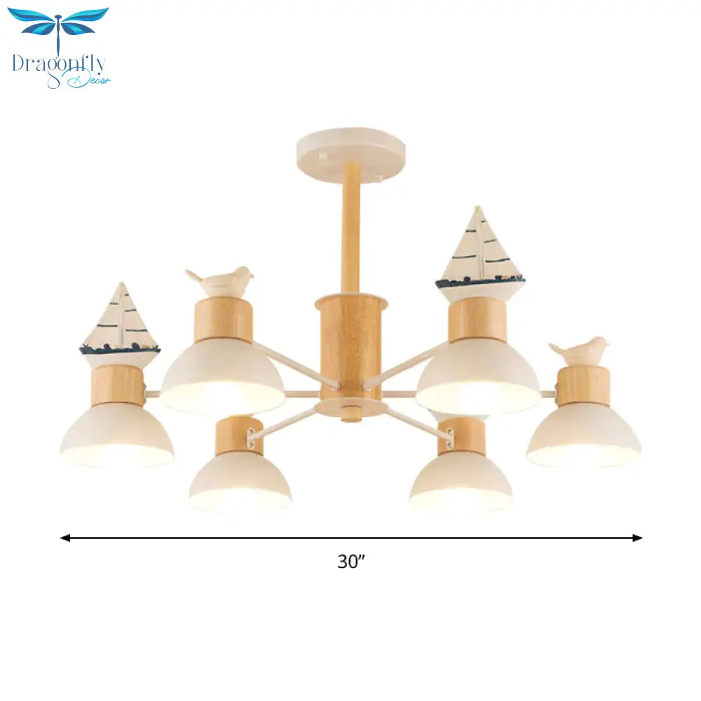 Sailing Boat Living Room Hanging Pendant Lights Wood Art Deco Chandelier