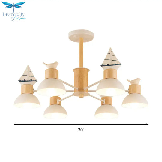 Sailing Boat Living Room Hanging Pendant Lights Wood Art Deco Chandelier