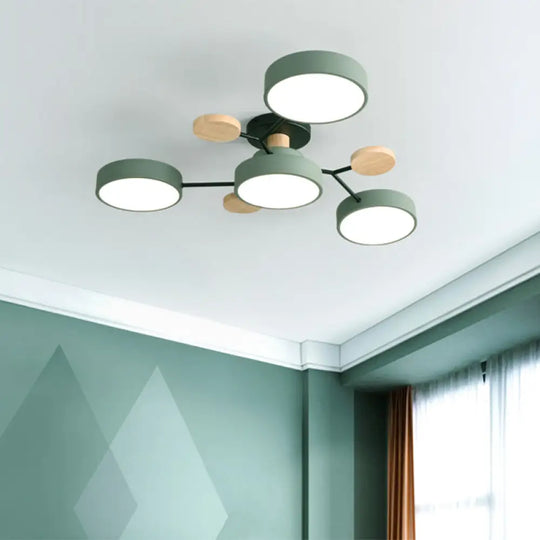 Samantha - Semi Flush Mount Light Macaron Led Acrylic Semi - Flush Ceiling Fixture 4 / Green White
