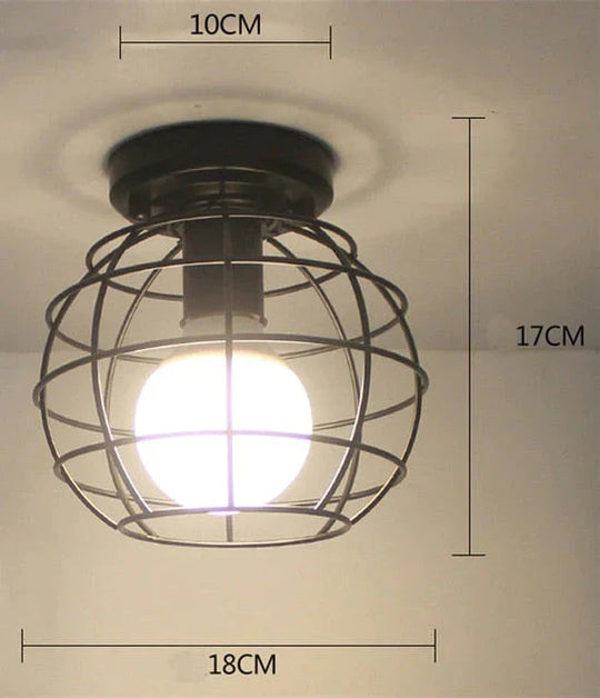 Scarlett - Vintage Industrial Iron Cage Led Ceiling Lights 11