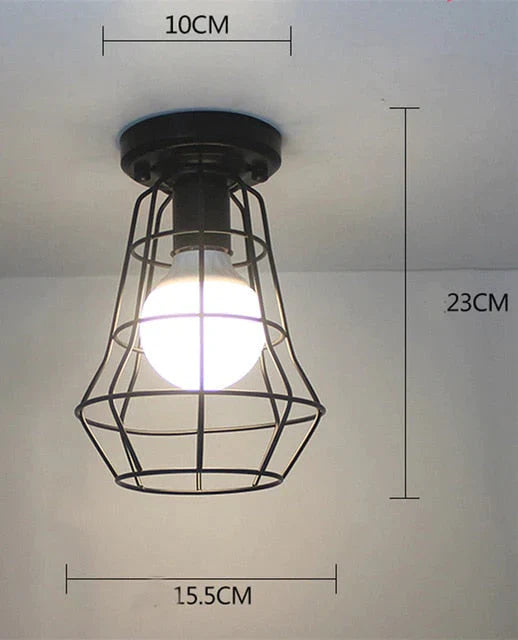 Scarlett - Vintage Industrial Iron Cage Led Ceiling Lights 19