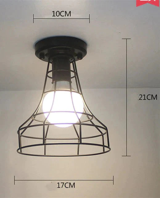 Scarlett - Vintage Industrial Iron Cage Led Ceiling Lights 20