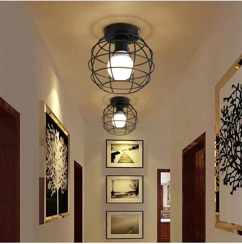 Scarlett - Vintage Industrial Iron Cage Led Ceiling Lights