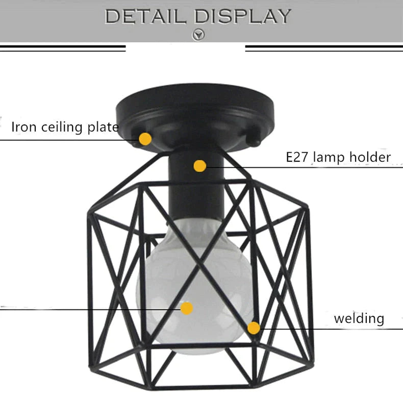 Scarlett - Vintage Industrial Iron Cage Led Ceiling Lights