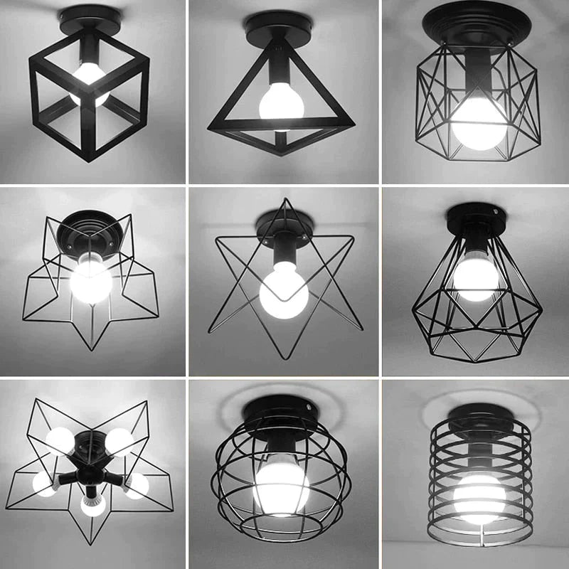 Scarlett - Vintage Industrial Iron Cage Led Ceiling Lights