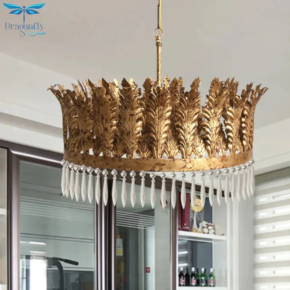 Seaweed Restaurant Ceiling Chandelier Traditional Clear Crystal Glass 3/6/8 Heads Brass Hanging