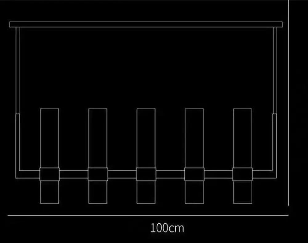 Serenity - American Loft Lighting Clear Glass Round Chandelier 5 Light Line L100Cm / Black Color