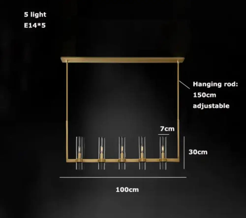 Serenity - American Loft Lighting Clear Glass Round Chandelier 5 Light Line L100Cm / Gold Color