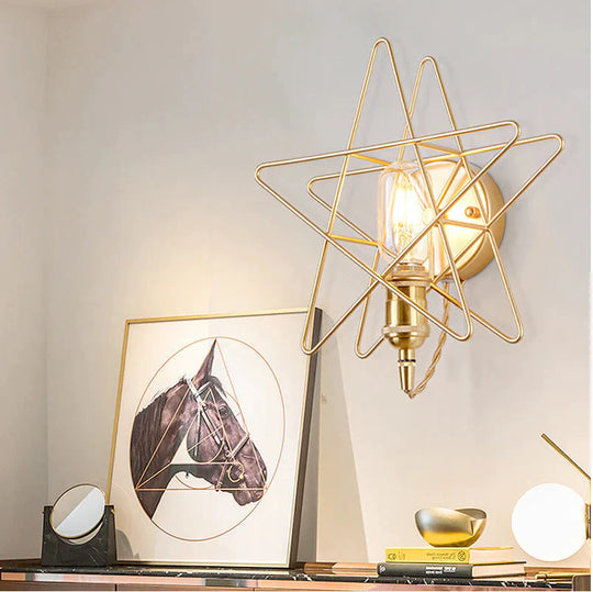 Simple And Creative Star Copper Wall Lamp Bedroom Bedside Postmodern Dining Hall Corridor Staircase