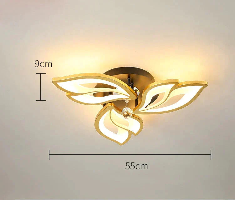 Simple And Modern Led Ceiling Lamp Atmospheric Household Crystal Lotus Flower Shape Warm Bedroom