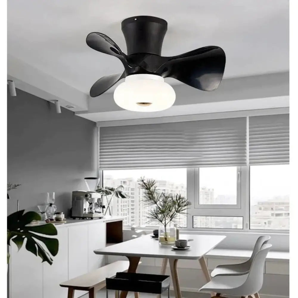 Simple Atmospheric Makaron Led Ceiling Invisible Fan Lamp Black / A Stepless Dimming
