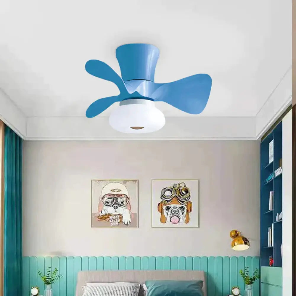 Simple Atmospheric Makaron Led Ceiling Invisible Fan Lamp Blue / A Stepless Dimming