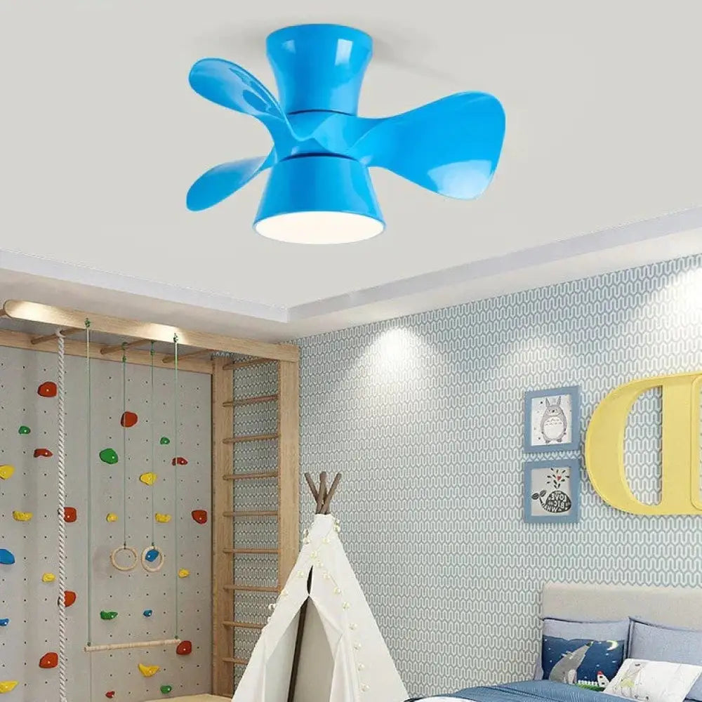 Simple Atmospheric Makaron Led Ceiling Invisible Fan Lamp Blue / C Stepless Dimming