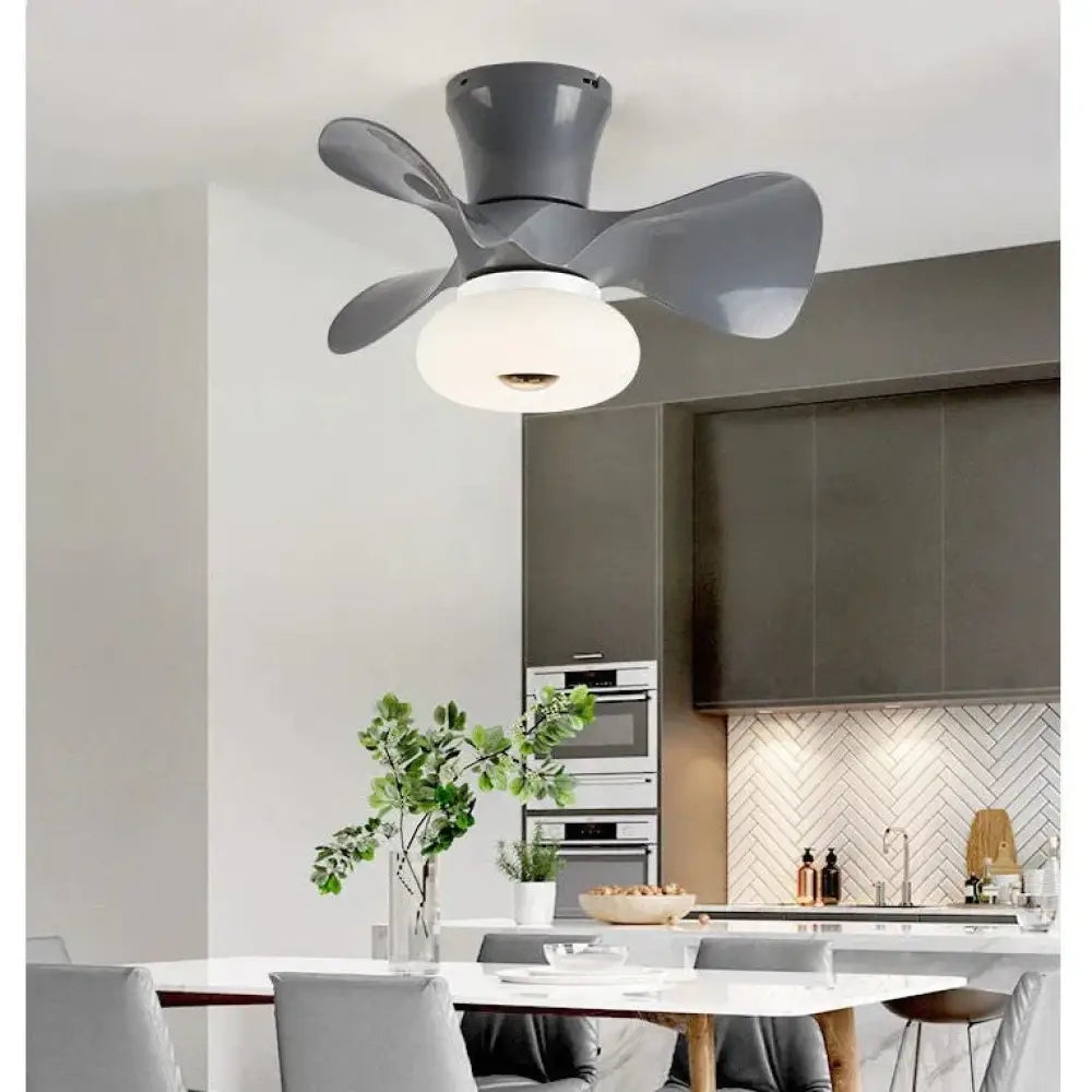 Simple Atmospheric Makaron Led Ceiling Invisible Fan Lamp Grey / C Stepless Dimming