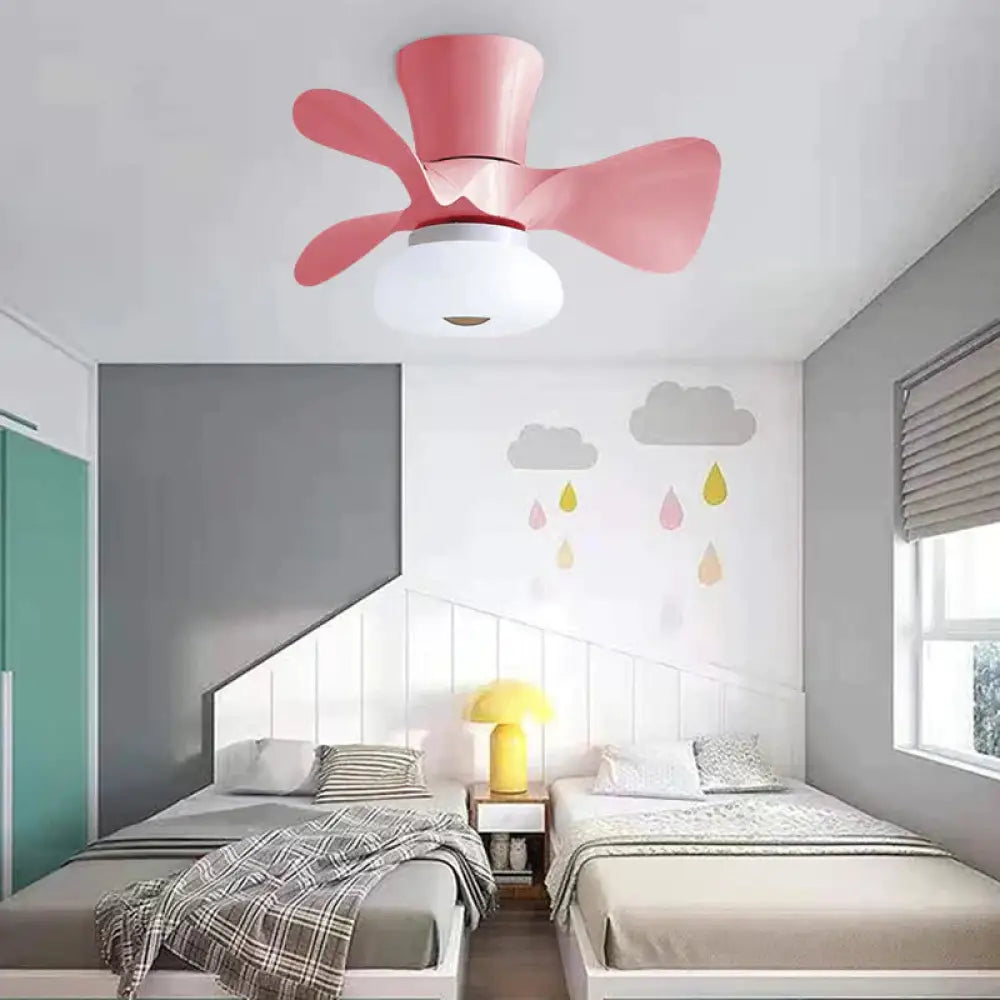 Simple Atmospheric Makaron Led Ceiling Invisible Fan Lamp Pink / A Stepless Dimming