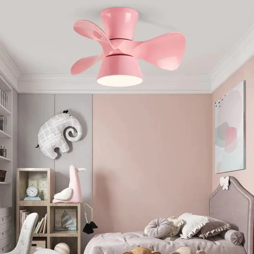 Simple Atmospheric Makaron Led Ceiling Invisible Fan Lamp Pink / C Stepless Dimming