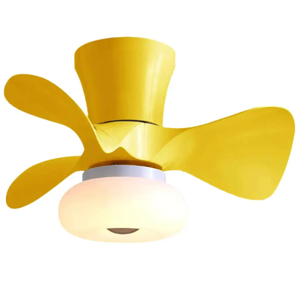 Simple Atmospheric Makaron Led Ceiling Invisible Fan Lamp Yellow / A Stepless Dimming