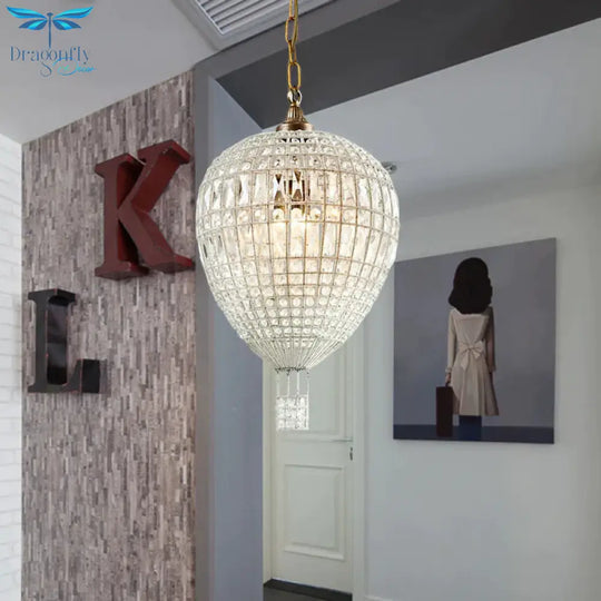 Simple Beaded Pendant Chandelier 3 Lights Metal Hanging Light Fixture In Silver For Bedroom